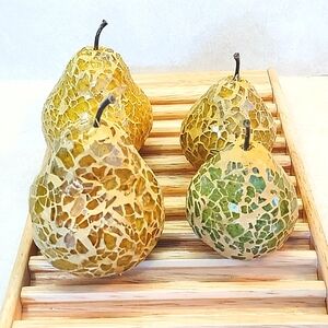 MOSAIC MID CENTURY MODERN GLASS PEAR FRUIT SET OF FOUR